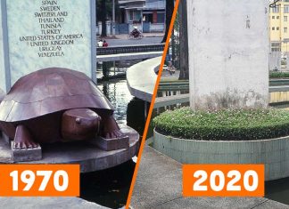 Hồ Con Rùa xưa và nay được chụp tại cùng một vị trí